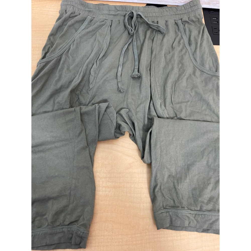 Xirena Olive Green Drop Crotch Joggers Elastic Waist Drawstring Pants